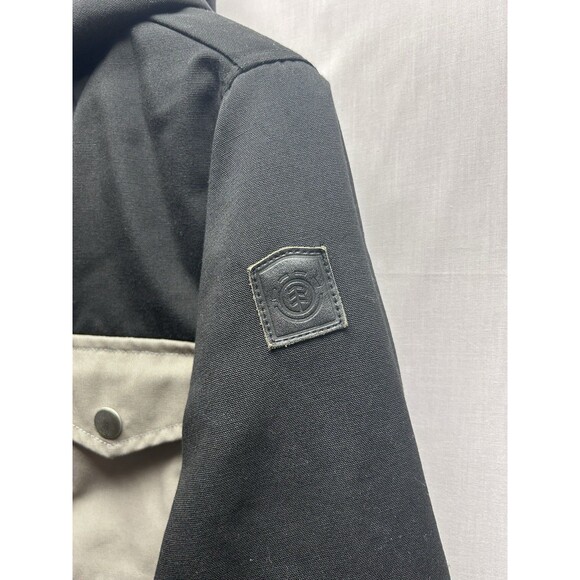 Element Wolfeboro Men’s Small Canvas Hooded Cargo Jacket Full Zip Black Tan - Picture 2 of 10